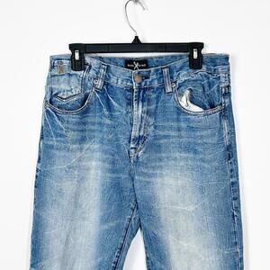 MARC ECKO Cut Sew Jeans Mens 32x30 Blue Slim Fit Straight Distressed